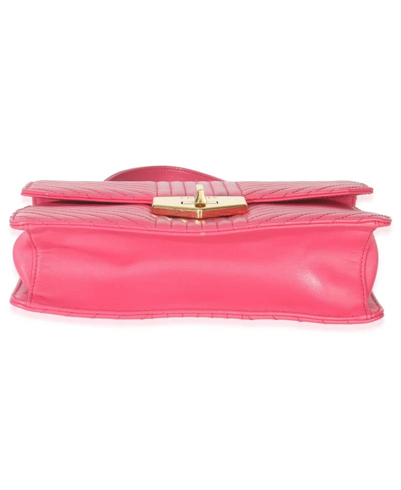 Pre-Owned Prada Pink Calfskin Turn Lock Chain Flap Bag