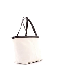 Pre-Owned Bottega Veneta Medium Flip Flap Tote Canvas with Intrecciato Leather