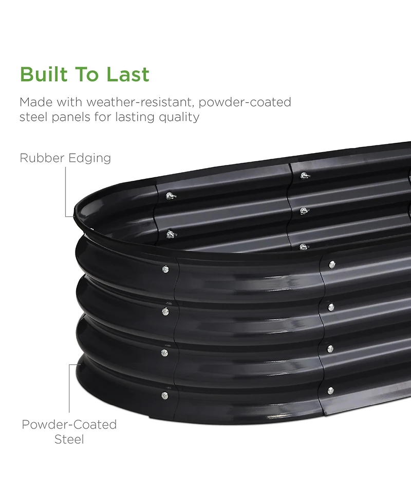 Best Choice Products 4x2x1ft Outdoor Raised Metal Oval Garden Bed, Planter Box for Vegetables, Flowers