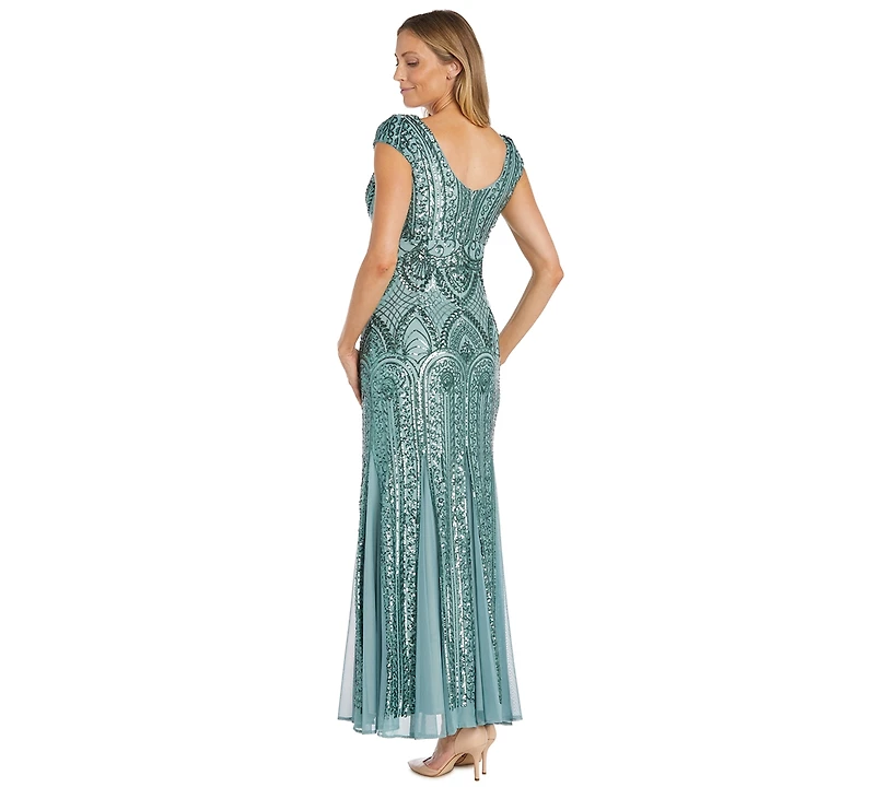 R & M Richards Petite Beaded Maxi Dress