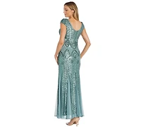 R & M Richards Petite Beaded Maxi Dress