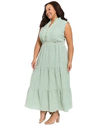 London Times Plus Sleeveless Slit Neck Maxi Dress