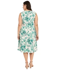 London Times Plus Sleeveless Keyhole Neck Midi Dress