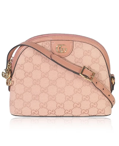 Pre-Owned Gucci Pink Gg Canvas Small Dome Ophidia Crossbody Bag