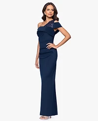 B&A By Betsy and Adam Petite One-Shoulder Sheath Gown