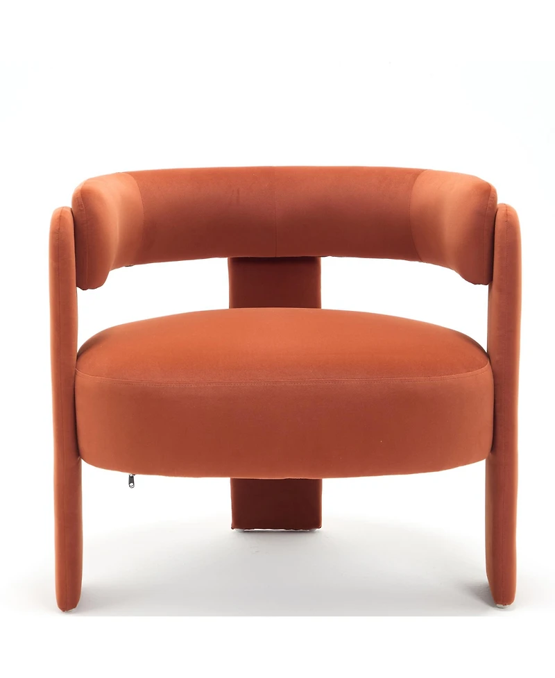 Rainsken Velvet Accent Chair, Mid-Century Modern Armchair with Wooden Legs and Adjustable Foot Nails for Living Room, Home Office, Bedroom