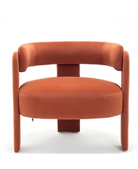 Rainsken Velvet Accent Chair, Mid-Century Modern Armchair with Wooden Legs and Adjustable Foot Nails for Living Room, Home Office, Bedroom