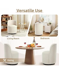 Rainsken 360degree(s) Swivel Barrel Chair, Linen Upholstered Accent Chair with Curved Backrest and Sturdy Metal Base for Living Room, Bedroom