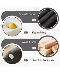 Rainsken Swivel Accent Chair, Chenille Fabric Upholstered Armchair with Curved Backrest and High Cylindrical Base for Living Room, Bedroom