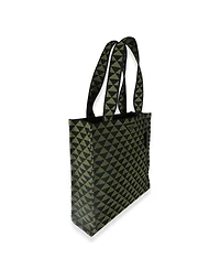 Pre-Owned Prada Black Green Jacquard Triangolo Symbole Shopping Tote