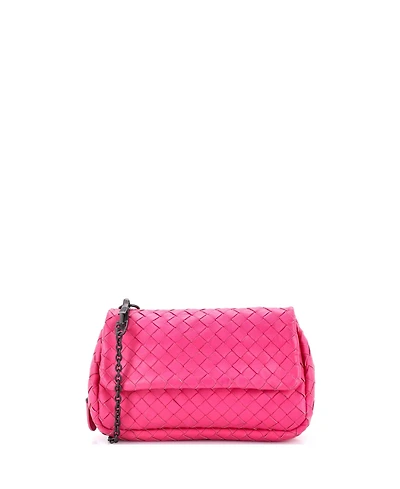 Pre-Owned Bottega Veneta Small Expandable Chain Crossbody Bag Intrecciato Nappa