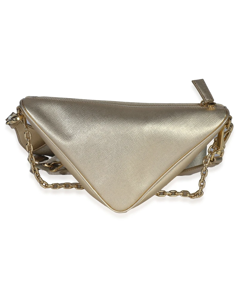 Pre-Owned Prada Platino Saffiano Lux Triangle Shoulder Bag