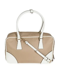 Pre-Owned Prada Beige White Re-Nylon Saffiano Medium Re-Edition 1978