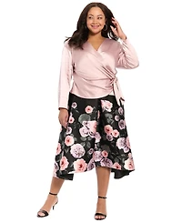 Muse Plus Floral Printed Polyester Pleated Skirt