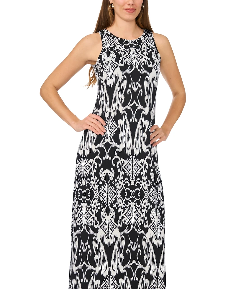 Msk Women's Sleeveless Crew Neck Keyhole Back Maxi Dress