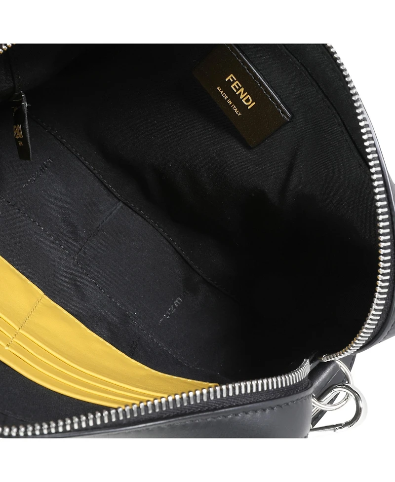 Pre-Owned Fendi Black Calfskin and Sunflower Logo Mini Camera Bag