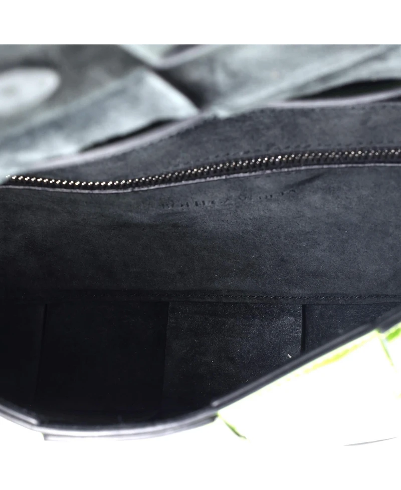 Pre-Owned Bottega Veneta Cassette Crossbody Bag Maxi Intrecciato Crinkled Metallic Leather