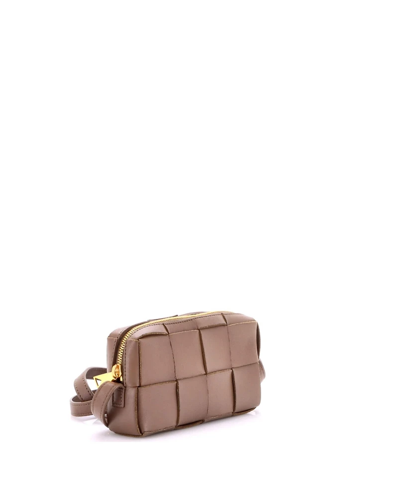 Pre-Owned Bottega Veneta Mini Cassette Zip Phone Crossbody Bag Maxi Intrecciato Leather