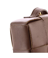 Pre-Owned Bottega Veneta Mini Cassette Zip Phone Crossbody Bag Maxi Intrecciato Leather