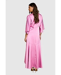 Coast Women's Satin Back Crepe Ruffle Wrap Midi Dress