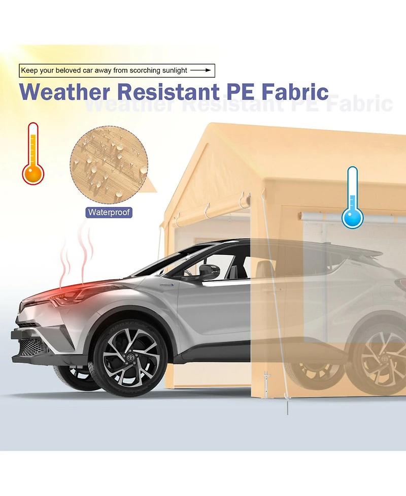 Gymax 10x20 ft Heavy-Duty Steel Carport Car Canopy Shelter Sidewalls Tent Garage