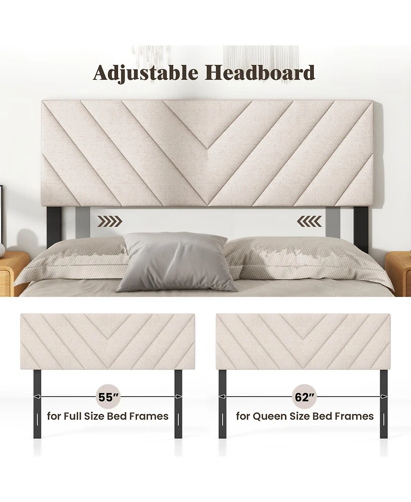 Sugift Linen Upholstered Headboard for Full and Queen Bed Frames
