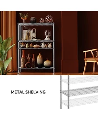 Rainsken 4- Tier Metal Storage Shelves, Adjustable Wire Shelving Rack for Garage, Basement, Warehouse