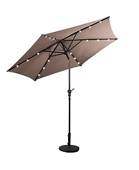 Sugift 9FT Patio Solar Umbrella Led Patio Market Steel Tilt With Crank Outdoor New-Tan