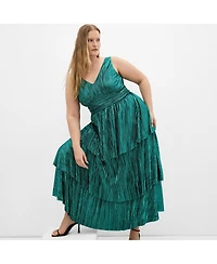 City Chic Women's Glamour Metallic Tier Dress