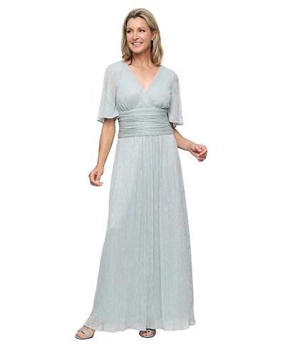 Sl Fashions Women's V-Neck A-Line Ball Gown