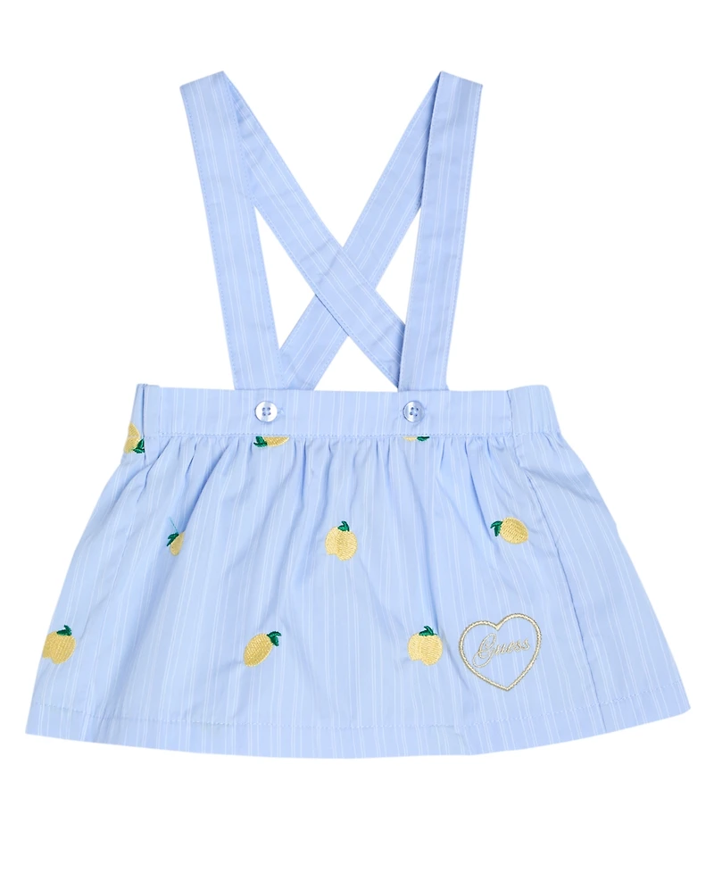 Guess Baby Girls' Short Sleeve Bodysuit and Poplin Yarn Dye Stripe Skirtall, 2-Piece Set