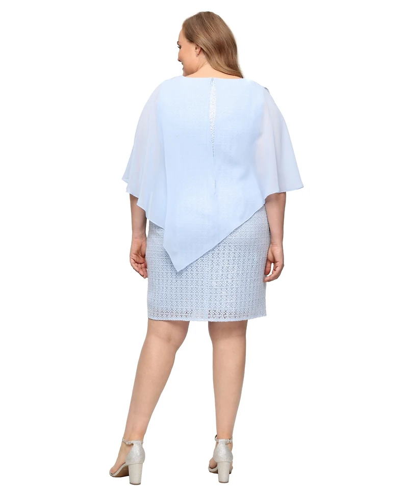 Sl Fashions Plus Asymmetric Overlay Crochet Lace Sheath Dress