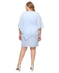 Sl Fashions Plus Asymmetric Overlay Crochet Lace Sheath Dress