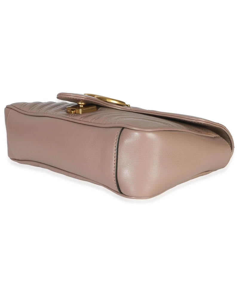 Pre-Owned Gucci Porcelain Rose Calfskin Matelasse Medium Gg Marmont Shoulder Bag