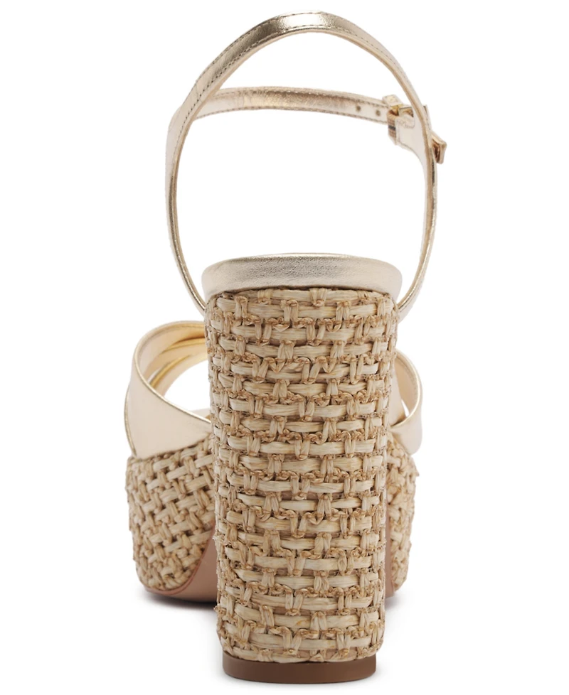 Schutz Women's Keefa Raffia Round Toe Sandals