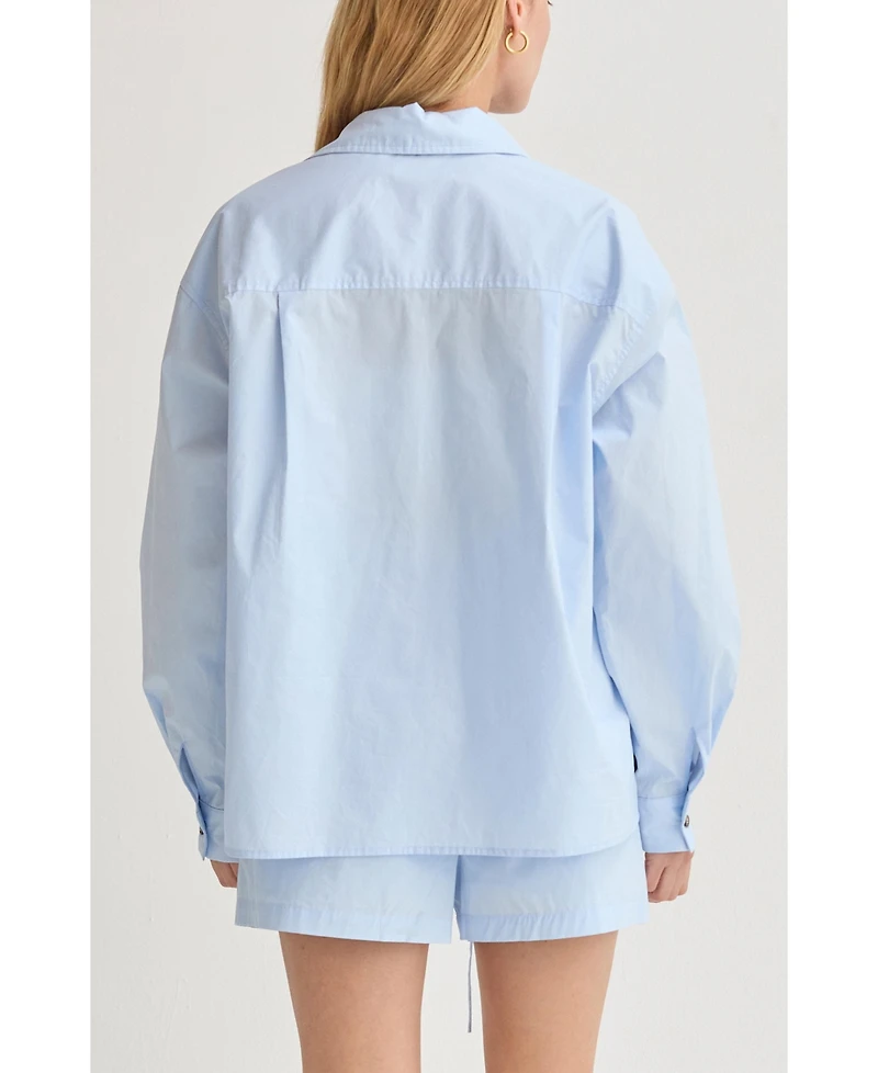 Crescent Women's Lana Oversized Poplin Shirt Two Piece Set