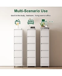 Rainsken 5 Drawer Locking Vertical File Cabinet on Wheels