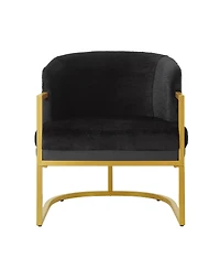 Rainsken Accent Chair, Upholstered Faux Rabbit Fur Armchair with Gold Metal Frame and Curved Backrest Support for Living Room, Bedroom