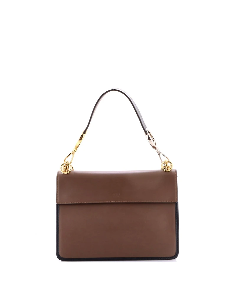 Pre-Owned Fendi Medium Kan I F Shoulder Bag Leather with Zucca Embossed Detail