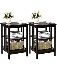 Sugift 2 Pieces 3-Tier Nightstand with Reinforced Bars and Stable Structure