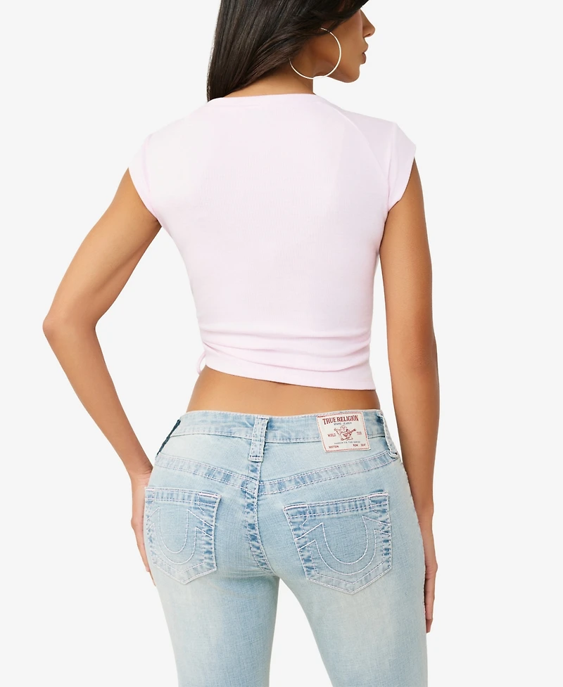 True Religion Women's Crystal Side Ruch Baby Top