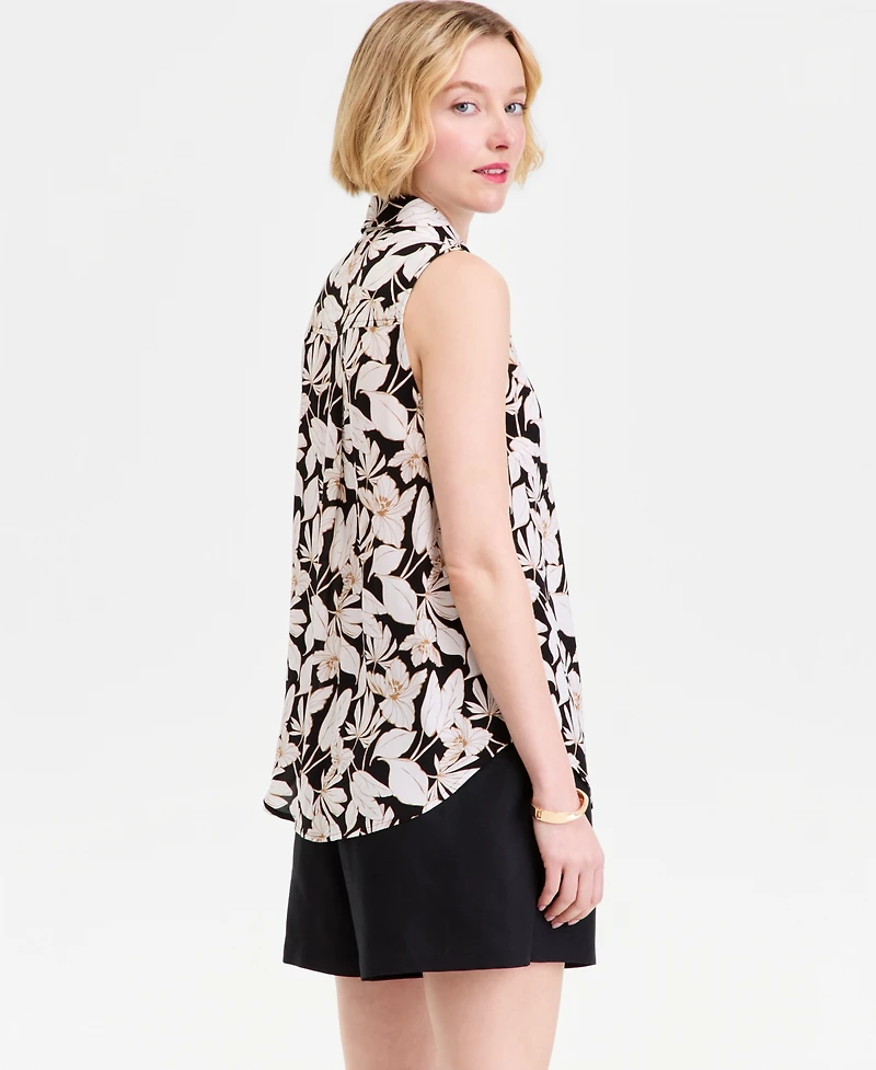 I.n.c. International Concepts Women's Printed Button-Down Sleeveless Blouse, Exclusively at Macy's
