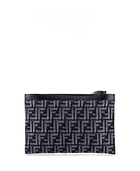Pre-Owned Fendi Medium Flat Zip Wristlet Pouch Zucca Denim