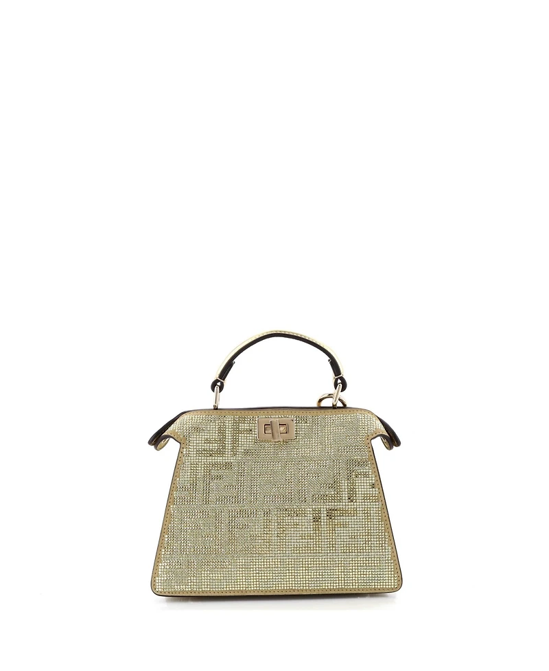 Pre-Owned Fendi Petite Peekaboo ISeeU Bag Zucca Crystal Embellished Suede