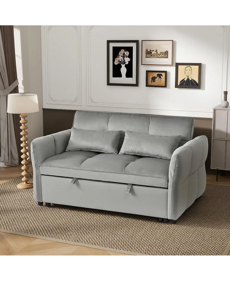 Maison Boucle 3-in-1 Velvet Pull Out Sleeper Sofa Bed with Adjustable Backrest