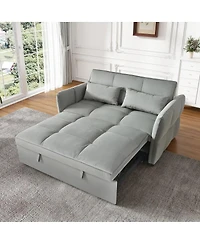 Maison Boucle 3-in-1 Velvet Pull Out Sleeper Sofa Bed with Adjustable Backrest