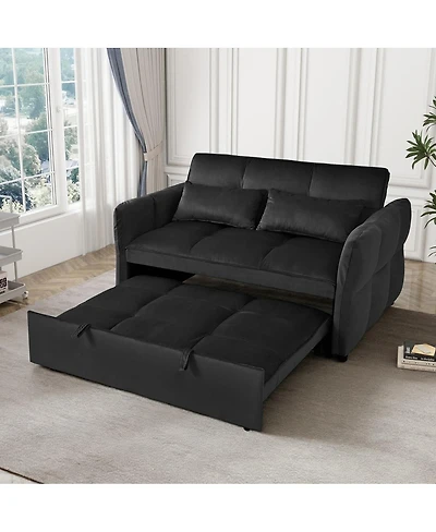 Maison Boucle 3-in-1 Velvet Pull Out Sleeper Sofa Bed with Adjustable Backrest