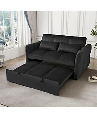 Maison Boucle 3-in-1 Velvet Pull Out Sleeper Sofa Bed with Adjustable Backrest