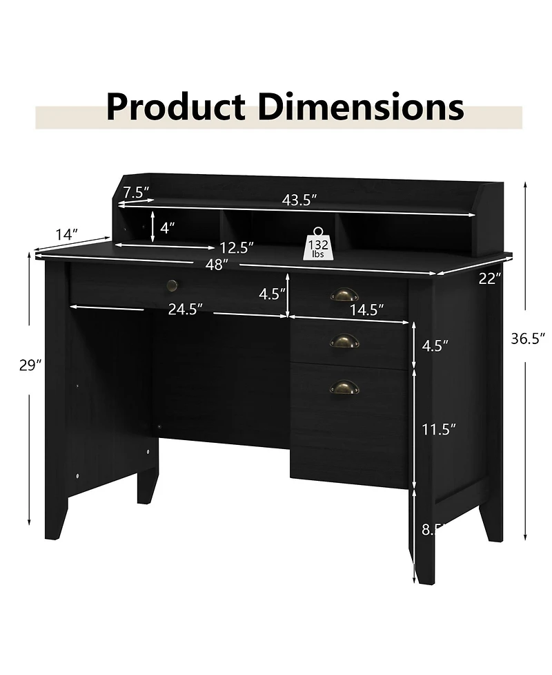 Sugift Computer Desk Writing Table Workstation for Home Office