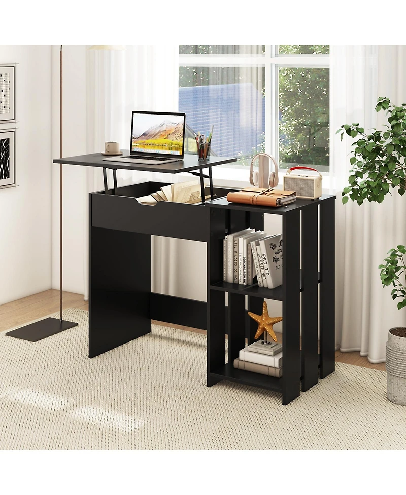 Sugift Space Saving Computer Desk with Hidden Compartment and Shelves